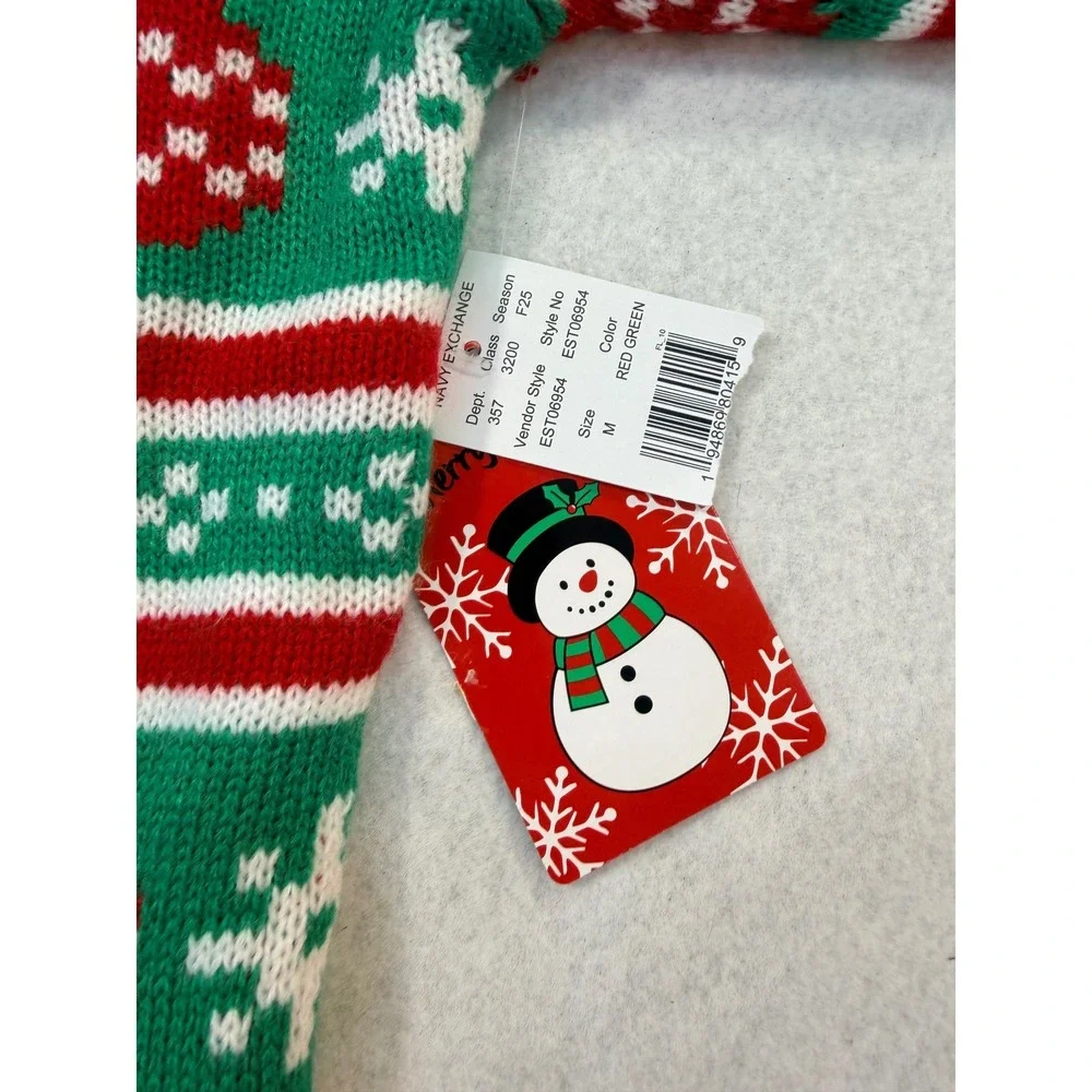 33 Degrees Mens French Bulldog Ugly Christmas Sweater Red Green Fair Isle Size M